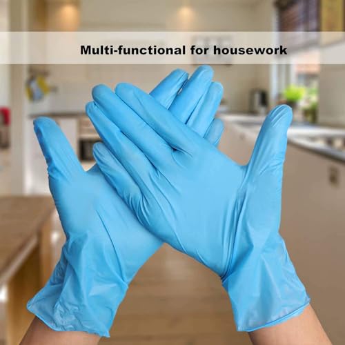Disposable Gloves Medium, Nitrile and Vinyl Blend Material Gloves, Latex Free, 4 Mil,100 Pc. Food Grade Glove for Cleaning, Food Prep, Hair Dye, Tattoo, Blue - color: Blue, size: Medium-100pc