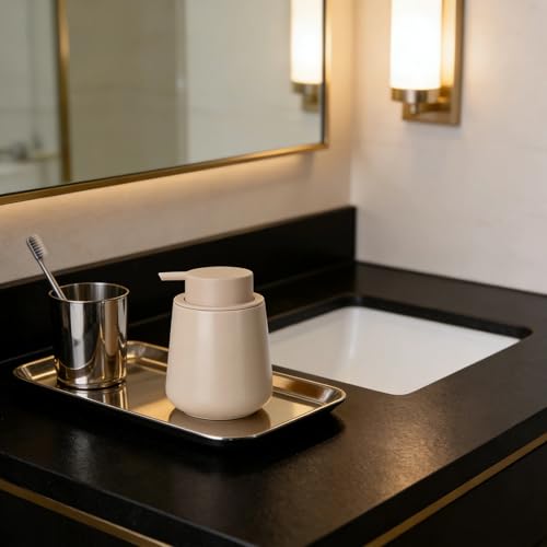 Bosilunlife Ceramic Foaming Soap Dispenser - 12Oz Bathroom Countertop Kitchen Dish Soap Pump Dispenser Foam Soap Dispenser - Khaki - color: Khaki