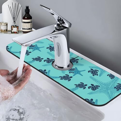 Summer Sea Turtle Ocean 15" X 5.5" Kitchen Sink Splash Guard Faucet Faucet Guard Draining Mat Sink Splash Guard Faucet Kitchen Bathroom - color: Summer Sea Turtle Ocean