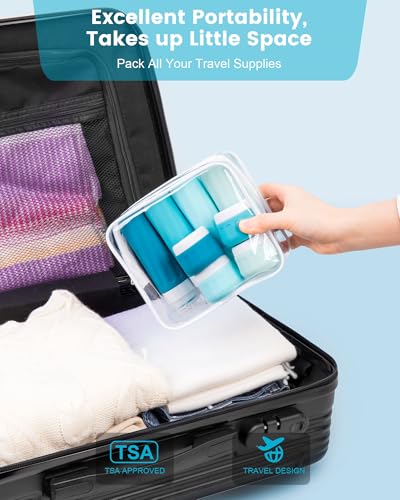 Mrsdry Travel Bottles for Toiletries, 10 Pack, TSA Approved, 3oz/90ml Silicone, Leak Proof, Wide Mouth, Reusable, Travel, Vacation, Plane Trip, Camp - color: Blue, size: 3oz bottle 1oz jar