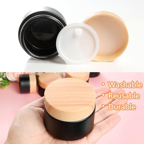6Pcs Glass Lotion Cream Container with Lid Refillable Empty Sample Cosmetic Jar for Makeup Scrub Cream Toiletries Home Travel (Black,15ml,30ml,50ml) - color: Black, size: 15ml, 30ml, 50ml