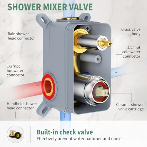 SunCleanse Rainfall Shower Faucet Set Polished Chrome Shower Combo Set for Bathroom with High Pressure 10 inch Shower Head with Handheld Shower Valves Shower Head and Handheld Ceiling Mounted - color: Polished Chrome, style: 10-ceiling
