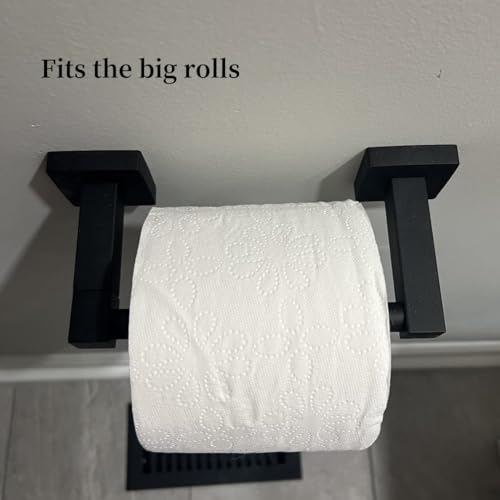 Matte Black Toilet Paper Holder Wall Mount, Bathroom Toilet Paper Holder for SUS 304 Stainless Steel, Double Post Pivoting Square Toilet Paper Roll Holder for Bathroom RV Paper Towels for TP - color: Square Matte Black