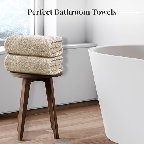 Tens Towels Pack of 4 Extra Large Bath Towels 30 x 60 Inches, 100% Cotton, Larger & Lighter Weight, Quicker to Dry, Super Soft and Absorbent, Perfect for Bathroom, Beige - color: Beige