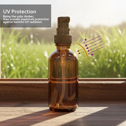 12Pack 4oz Amber Glass Pump Bottles with Black Pump | 120ml, Empty Refillable, Travel Small Container, For Lotion Cream Essential Oil Shampoo - size: 4oz amber