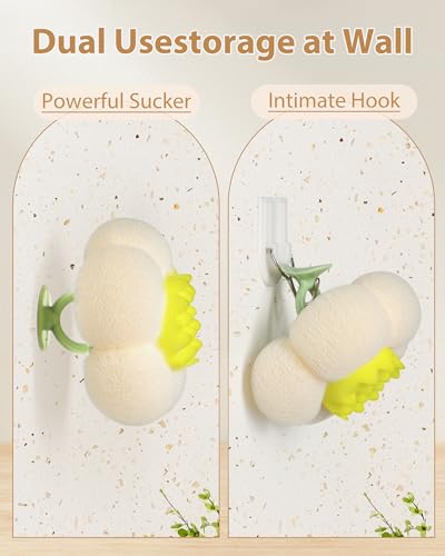 4 Pcs Bath Sponge, 2026 Upgrade Super Soft Yellow Flower-Shaped Suction Cup Bath Sponge, Upgraded 2-in-1 Flower-Shaped Ball Exfoliating Bath loofah Cleaning Brush, Mesh Shower Body Sponger4 Color - style: White+Pink+Green+Light Pink