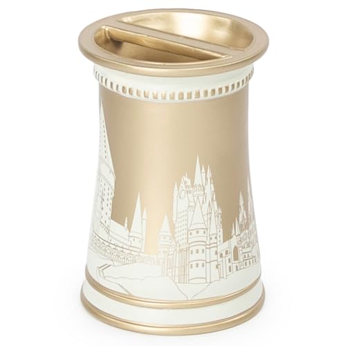 Jay Franco Harry Potter Toothbrush Holder - Gold Resin Pencil Holder Features Hogwarts Castle - Bathroom Storage - color: Gold - Harry Potter