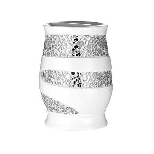 Zahari Home Sinatra Bath Tooth Brush Holder Modern Tooth Brush and Toothpaste Holder, White - color: White, size: 4.25" x 3" x 3" Tooth Brush Holder