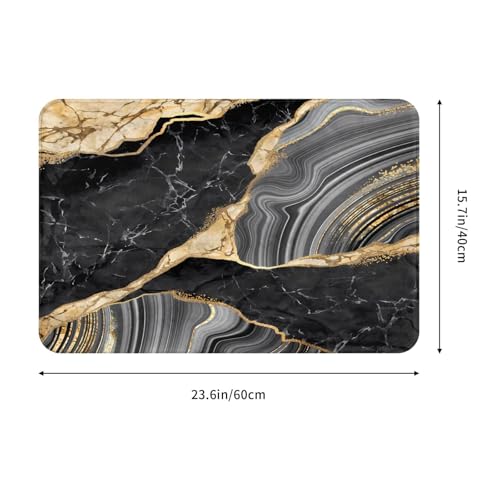 Bath Mat Luxury Black Gold Marble Quick Dry Bathroom Rugs Non Slip Absorbent Shower Flannel Rug Floor Mat for Bathroom,Bathtub,Sink,Bedroom,16"X24" - color: Cay11