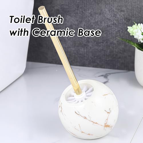 Toilet Brush and Holder Set - Toilet Bowl Brush and Holder with Sturdy Bristles Bathroom Accessories Toilet Cleaner Brush for Bathroom (White) - color: White