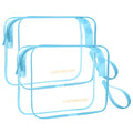 Icramsy Clear Makeup Bag,2 Pack TSA Approved Toiletry Bag Travel Toiletry Bag Hanging Makeup Cosmetic bag for Women Men (Blue) - color: Blue
