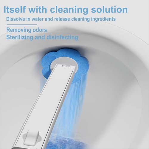 2 Pack Disposable Toilet Brush and Holder Set,Extended Handle with 48 Cleaner Refills Toilet Brush for Toilet Bowl Cleaners,Bathroom Cleaning, Bathtub - Blue (Ocean Fresh Scent) - size: 2 set+48 refills-Blue