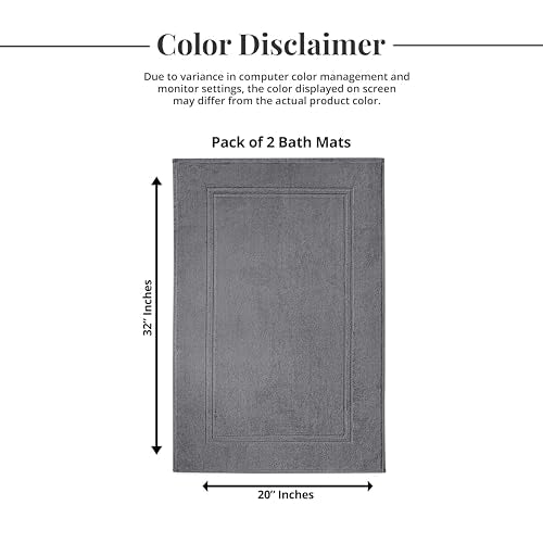 Tens Towels Pack of 2 Bath Mats 100% Cotton, 20 x 32 Inches, Super Absorbent, Hotel Quality Premium Floor Towels, Luxurious, Soft & Quick Dry, Not a Bathroom Rug, Dark Grey - color: Dark Grey