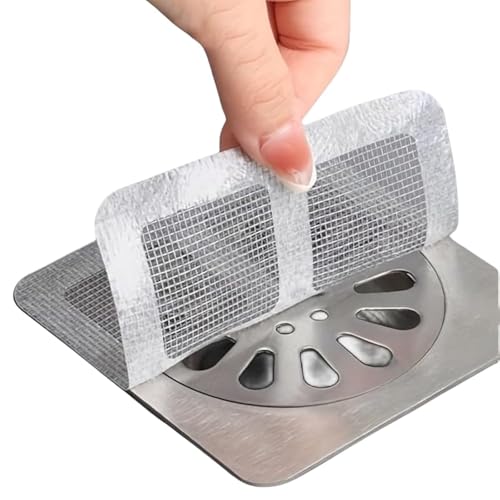 Generic 20PCS Pack,4"" X 4"" Disposable Shower Drain Cover Hair Catcher Shower Drain Mesh Stickers, Bathroom, Laundry, Bathtub, Kitchen, Sink, for Human and pet Hair (20 PCS), White
