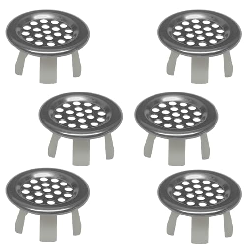 6 Pack Stainless Sink Basin Trim Overflow Cover,Bathroom Sink Overflow Trim Ring Stainless Steel Mesh Round Hole,Sink Basin Trim Ring Insert in Hole Round Caps for Home,Sink,Bathroom,Kitchen - color: Mesh Hole
