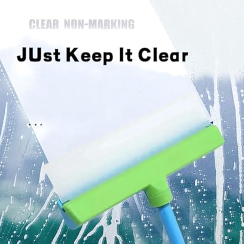 Scratch-Free & Streak-Free Squeegee 5-Piece Set for Glass Cleaning, Recyclable Silicone Window Squeegee Kit, Ultra-Flexibles 3 in 1 Windows Cleaning Scraper, for Windows, Mirrors, Car (Blue) - color: Blue