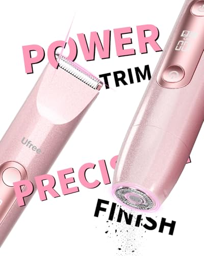 Ufree Bikini Trimmer Electric Razor for Women, Dual Head Rechargeable, Pink