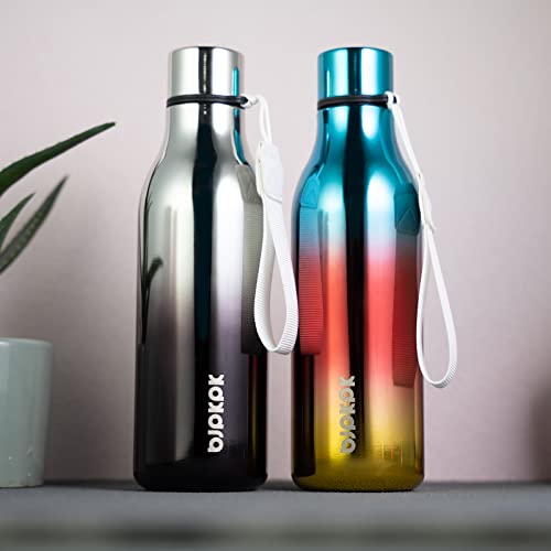 BJPKPK Insulated Water Bottles, 18 oz Stainless Steel Metal Water Bottle with Strap, BPA Free Leak Proof Jugs, Mugs, Flasks, Reusable Thermal Flasks for Sports & Travel, Silver Miner - color: Silver Miner, size: 18 Ounces, style: 18oz
