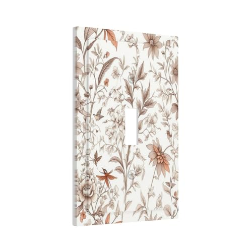 Light Switch Cover Plate Boho Floral Beige Flower And Leaf Botanical 1 Gang Single Toggle Decorative Switch Plates Wall Plates Electrical Faceplate for Bathroom Bedroom Decor - color: Boho Floral Beige Flower And Leaf Botanical, size: 1 Gang Single Toggle