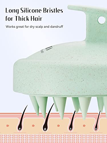 HEETA Scalp Massager Hair Growth, Soft Silicone Scalp Scrubber Shampoo Brush for Exfoliation, Dandruff Removal & Head Massage Stress Relax, Wet & Dry Use for Thick, Thin Hair Care, Wheat Straw Green - color: New Green