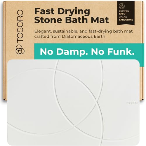 TOSORO - Stone Bath Mat Diatomaceous Earth Shower Mat Non-Slip Super Absorbent Diatomite Stone Bath Mats for Bathroom Floor Quick Drying Natural Easy to Clean (23.5 x 15) - Sandstone - color: Enso Sandstone, size: Pack of 1