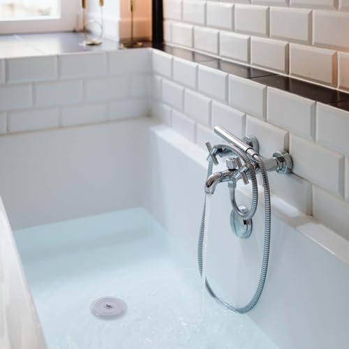 Vaincre 2PCS Bathtub Drain Stopper - 5" Silicone Kitchen Bathroom Hair Water Shower Stopper, Bathtub Drain Plug, Universal Flat Suction Shower Kitchen Cover, Bathroom Laundry Accessories - color: Grey+white
