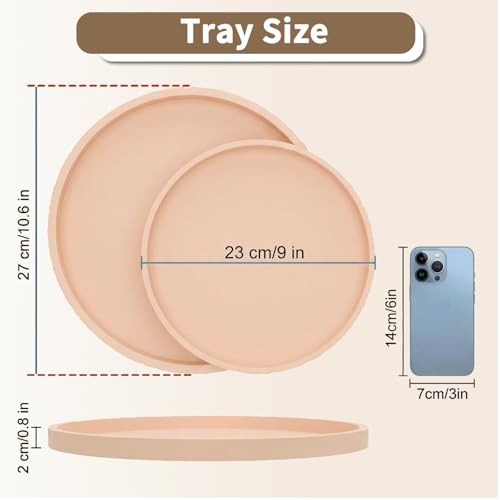 Round Pink Silicone Decorative Bathroom Vanity Tray 9 Inch, Counter Tray for Bathroom Countertop Perfume Holder Dresser Organizer Coffee Table Candle, Non-Slip Durable for Home Use - color: Pink, size: 9.1"