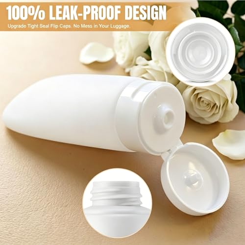 DEWSENSI 20 Pack Travel Bottles Set - TSA Approved Leak Proof Containers Kit for Toiletries - Portable Refillable Accessories for Shampoo, Conditioner, Lotion, Liquids (Black & White) - color: black & white