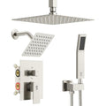 Shower Faucet Set Shower System - SR SUN RISE Brushed Nickel Shower Trim Kit with Dual Shower Head, 10'' Ceiling Rainfall 6'' Wall Mount with Handheld Shower for Couples, Complete 6 Diverter Valve - color: Nickel, size: 10 Inch