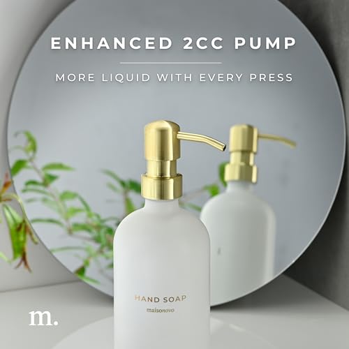 MaisoNovo Soap Dispenser 1-Piece Set | 16.9oz White Bottles with Gold Stainless Steel Pump Core - color: White/Gold