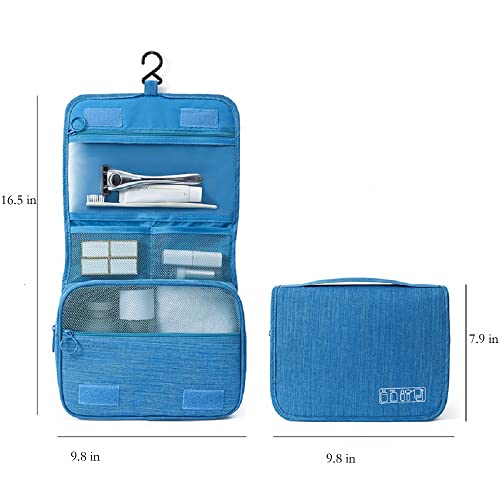 Trawila Large Capacity Travel Hanging Toiletry Bag Cosmetic Bag Makeup Organizers for Men & Women with Sturdy Hook (Blue)