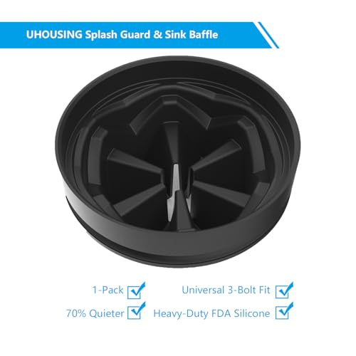 Garbage Disposal Splash Guard 3 3/8" - 1 Pack Universal Sink Baffle for InSinkErator Evolution & Most 3-Bolt Models, Heavy-Duty FDA Silicone with Noise Reducing Petal Design