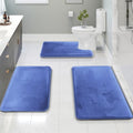 Clara Clark 3 Piece Bathroom Rugs Bath Mat Set, Velvet Memory Foam Bath Mats for Bathroom - Non-Slip, PVC Backing Bath Rugs, Washable - Dries Quickly, Blue - color: Calm Blue, style: 17 x 24 + 20 x 32 + Contour