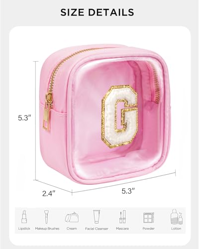 KOTORA Travel Clear Makeup Bag Toiletry Bag, Make up Bag Waterproof Toiletry Bags for Women Cosmetic Bag Preppy Stuff Brithday Gifts for Women Personalized Pink Mother Girlfriend Wife Gifts - color: Pink, style: G