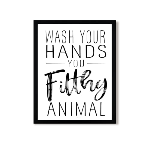 Urmoya Funny Quote Sign Black and White Bathroom Decor Wall Art 8x10 in | Wood frame, Rustic sign decoration art prints, Minimalist wall art, Ready to hang, for bathroom toilet kitchen restroom - color: Letter, size: 10"L x 8"W