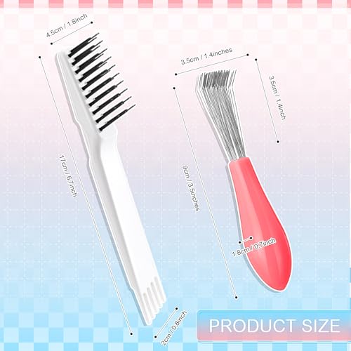Boao 2 Pcs Hair Brush Cleaning Tool Set,2-in-1 Double Headed Hair Brush Comb,Metal Toothed Cleaner Dirt Remover, Portable Hairbrush Cleaner Tool for Removing Dust Home Salon Use(Pink and White) - color: Pink and White