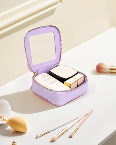 Travel Clear Makeup Bag Set, TSA Approved Cosmetic Bag Case with Zipper Portable Makeup Pouch Toiletry Bag Traveling Cosmetic Organizer Storage Bag Car Organizer Car Essentials - color: Mini Purple