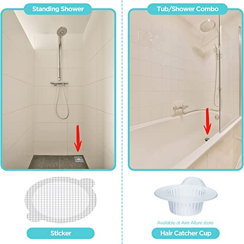 25 Pack Disposable Shower Drain Hair Catcher Mesh Stickers - Peel & Stick Drain Strainers to Prevent Clogs, Strong Waterproof Adhesive, Mess-Free Disposable Drain Covers for Shower & Bathtub - size: 3.5" Round - 25