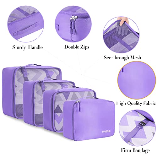 BAGAIL 8 Set Packing Cubes Luggage Packing Organizers for Travel Accessories-Light Purple - color: Light Purple, size: 8 Set