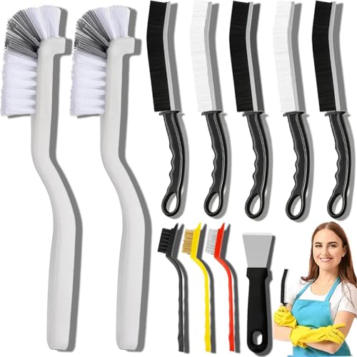 11Pcs Crevice Cleaning Brush Set, Grout Cleaner Brush for Deep Cleaning Gap, Hard Bristle Scrub Brushes Tools, Cleaning Supplies for Household Use, Bathroom, Kitchen, Toilet, Window