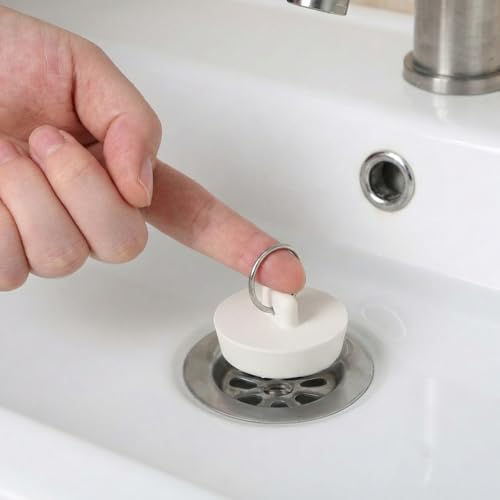 4 Pcs Bath Tub Drain Plug with Hanging Ring, White Bath Plug Stopper for Tub with Hanging Ring, Rubber Bathtub Plugs Fits 1-1/2 Inch to 1-5/8 Inch Rubber Sink Plugs for Bathroom, Bathtub, Sewers