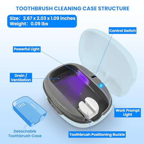 Toothbrush Cleaner Case - Toothbrush Covers with Holder - Portable & Rechargeable Travel Home Toothbrushes Cleaner Case - Fits All Manual or Electric ToothBrushes(Blue) - color: Blue