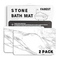 2 Pack Stone Bath Mat - Diatomaceous Earth Bath Mat Fast-Drying Stone Drying Mat Super Absorbent Diatomite Mats for Bathroom, Dish Drying, Bathtub (White Marble - color: White Marble-24*16-2 Pack