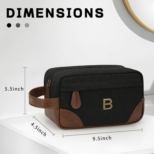 Personalized Toiletry Bag for Men - Initial Custom Travel Dopp Kit, Waterproof Shaving Bag with Large Capacity for Travel Essentials, Birthday Gifts for Him Dad Husband Boyfriend (B) - style: B