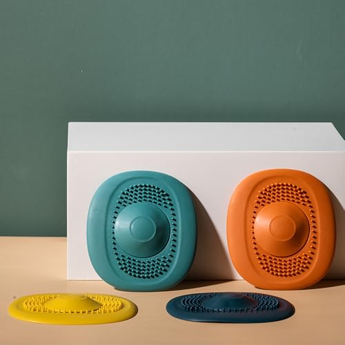 2-Pack Silicone Bathtub Stopper, Drain Plug with Hair Strainer for Kitchen & Bathroom (Orange) - color: Orange