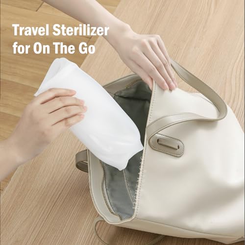 Silicone Travel Bottle Sterilizer Bags | 2000ml Microwave Steam Sterilizer Bags for Baby Bottles, Breast Pump & Pacifiers, Reusable Steam Sterilizing Bags for Travel and Home Use (Clear Milk White) - color: Clear Milk White