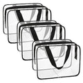 APREUTY Clear Makeup Bags, TSA Approved 3 Pcs Large Cosmetic Makeup Bags Set Clear PVC with Zipper Handle Portable Travel Luggage Pouch Airport Airline Vacation Organization (Black) - color: Black-3PCS (Large)
