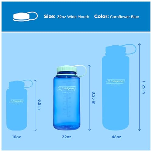 Nalgene 32 oz Wide Mouth Water Bottle | BPA-Free, Durable & Leak Proof, Lightweight Bottle for Hiking & Gym, Work & Travel - color: Cornflower Blue, size: 32 Ounces