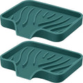Silicone Soap Dish with Drain, SAISN Kitchen Soap Tray for Shower 2 Pack Self Draining Soap Dish Soft Bathroom Soap Holder for Kitchen Sink Flexible Portable Soap Saver, Green - color: Green