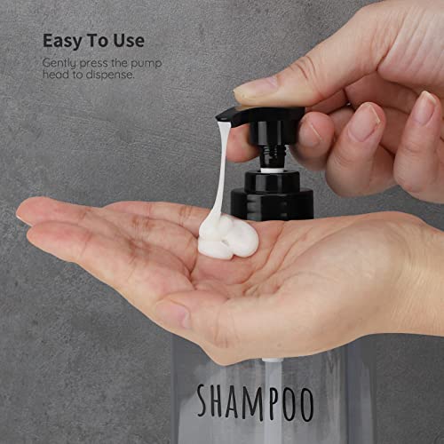 Segbeauty Clear Square Shampoo Bottles, 3pcs 16.9oz Refillable Plastic Lotion Dispenser with Pump, 500ml Empty Reusable Bathroom Shower Bottle Dispense Shampoo Conditioner Body Soap Liquid Gel - color: Clear, style: 16.9oz
